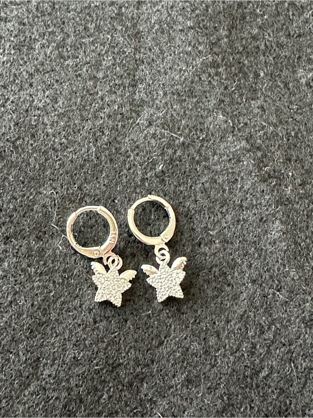 Silver Star Charm Hoop Earrings - Sparkling Star Dangles